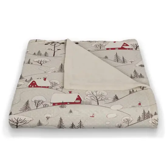 Snowy Village 50x60 Coral Fleece Blanket {3}