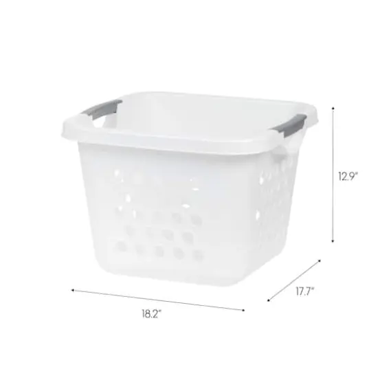 IRIS&reg; 32qt. White Laundry Hampers with Gray Easy Lift Handles, 3ct. {4}