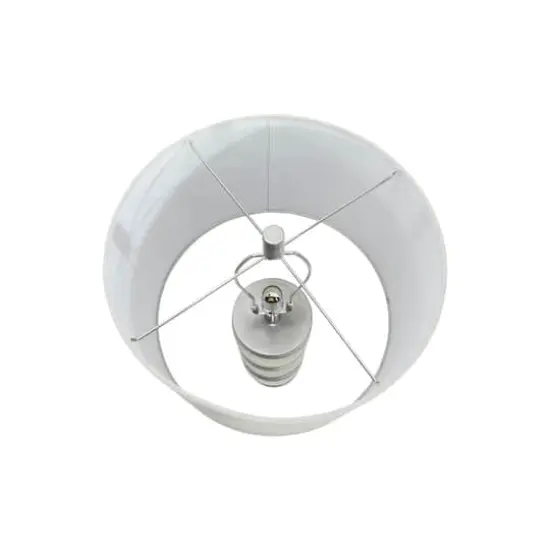 Hello Honey® 24" Raw Concrete White & Silver Table Lamp With Imprinted Diamond Design & Metal Accents {5}