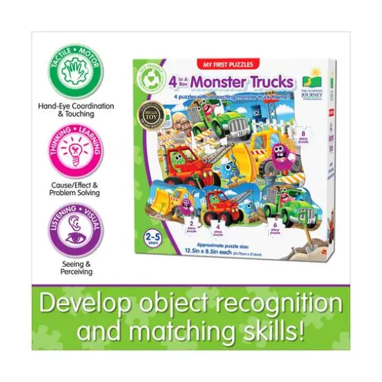 My First Puzzles - 4 In A Box - Monster Trucks: 20 Pcs {8}