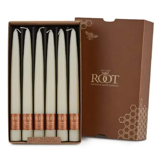 Root Candles 9" Unscented Taper Candles, 12ct. Ivory {1}