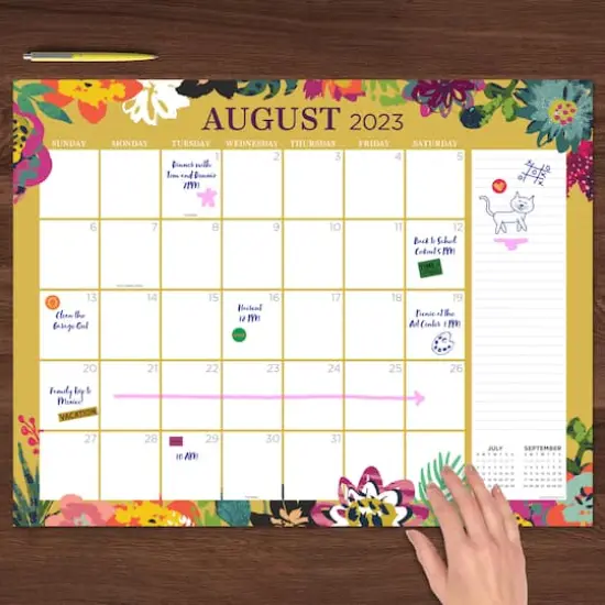 TF Publishing 2023 - 2024 Floral Large Desk Pad Monthly Blotter Calendar {3}