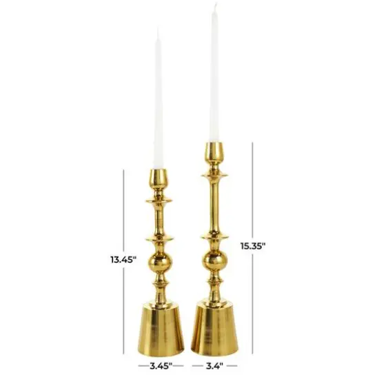 Gold Aluminum Candle Holder Set {9}