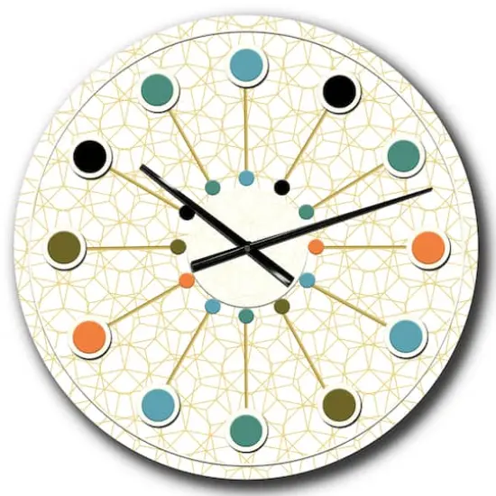 Designart Abstract Geometrical Mid-Century Modern Wall Clock White {1}
