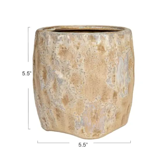 Hello Honey&reg; 5.5" Cream Reactive Glaze Terra Cotta Planter {6}