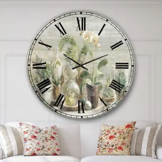 Designart Composition of Orchids Traditional Wall Clock {4}