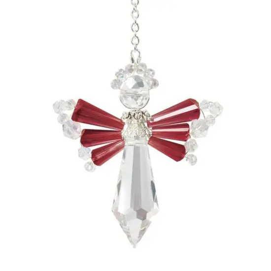 Solid Oak January/Garnet Birthstone Angel Crystal Suncatcher Ornament Kit {3}
