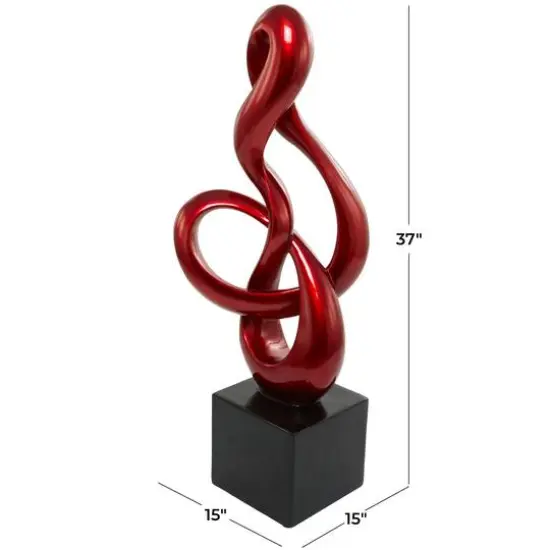 37" Red Swirl Abstract Sculpture {6}