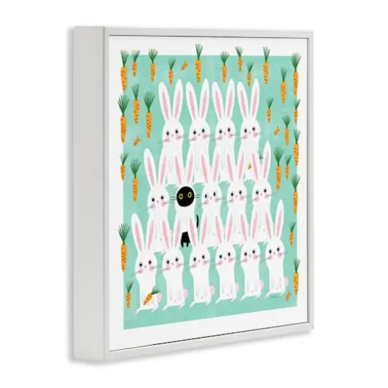 Stupell Industries Cat Mixed with Bunnies Framed Giclee Art White {4}