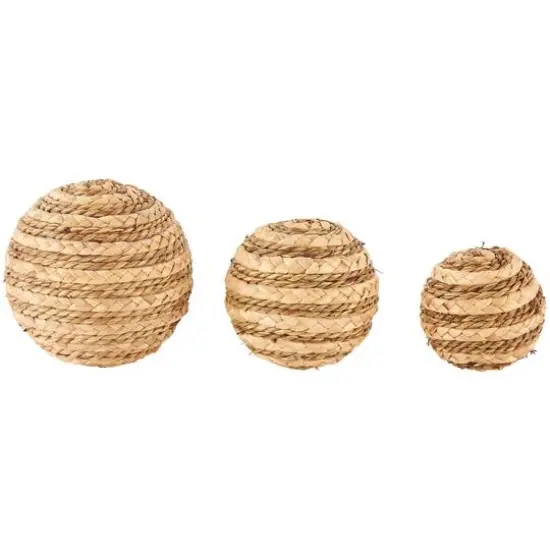 Brown Seagrass Handmade Braided Decorative Ball Orbs & Vase Filler Set {1}