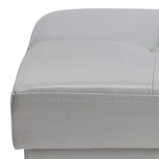 Simplify Faux Leather Folding Storage Ottoman Cube Gray {7}