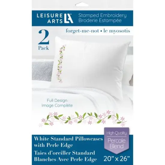 Leisure Arts&reg; Forget-Me-Not Pillowcase Stamped Embroidery Kit {1}