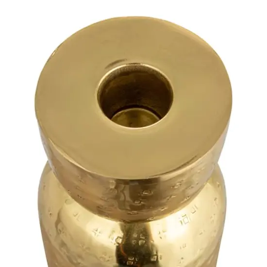 Hello Honey&reg; Antique Gold Hammered Metal Taper Candle Holder Set {3}