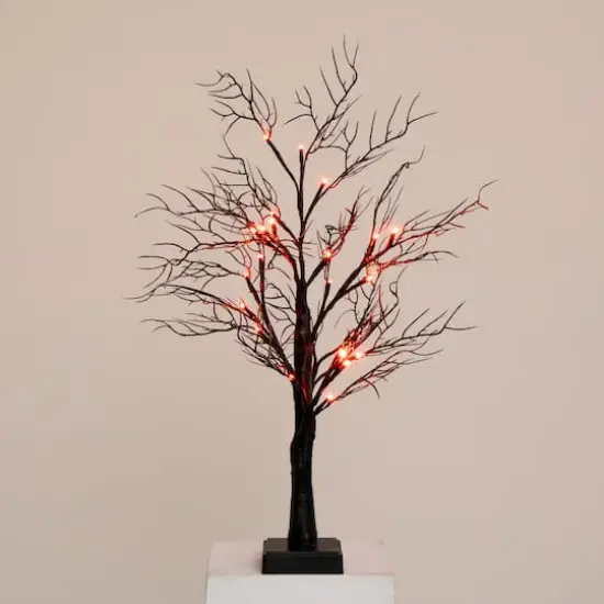 2ft. Pre-Lit LED Deluxe Black Twig Artificial Halloween Tree {3}