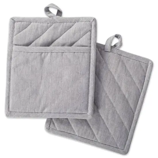 DII&reg; Solid Chambray Potholders, 2ct. Gray {1}