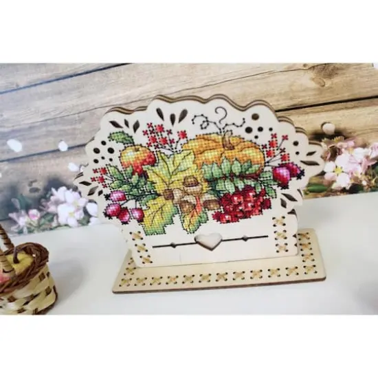 MP Studia Autumn Bouquet Cross Stitch On Wood Kit {3}