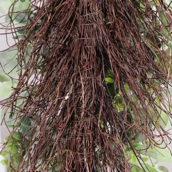 30" Lamb's Ear & Greenery Teardrop Swag with Bow {3}