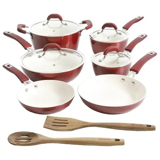 Kenmore&reg; Arlington 12-Piece Metallic Red Aluminum Ceramic-Coated Nonstick Cookware Set {1}