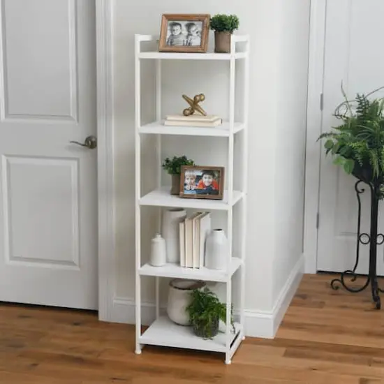 Household Essentials Jamestown 59" 5-Shelf Narrow Bookshelf White {3}