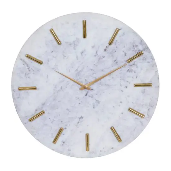 CosmoLiving by Cosmopolitan 20" White Marble Contemporary Wall Clock {1}
