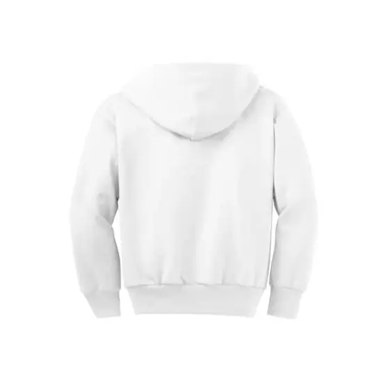 Port & Company® Youth Core Fleece Full-Zip Hooded Sweatshirt White {5}
