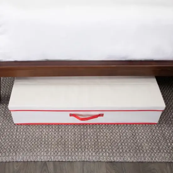 Household Essentials Gift Wrap Storage Box Natural and Red {4}