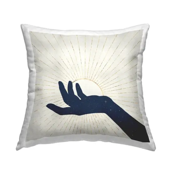 Stupell Industries Hand Holding Sun Bohemian Chic Design Throw Pillow 18" x 18" {1}