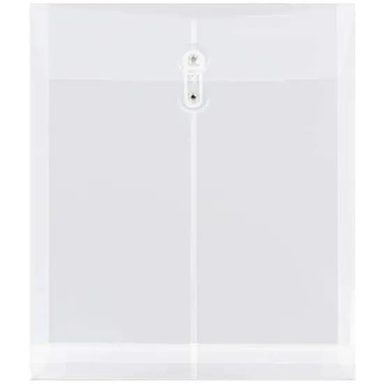 JAM Paper Letter Size Plastic Envelopes with Button & String Tie Closure, 12ct. Clear {1}