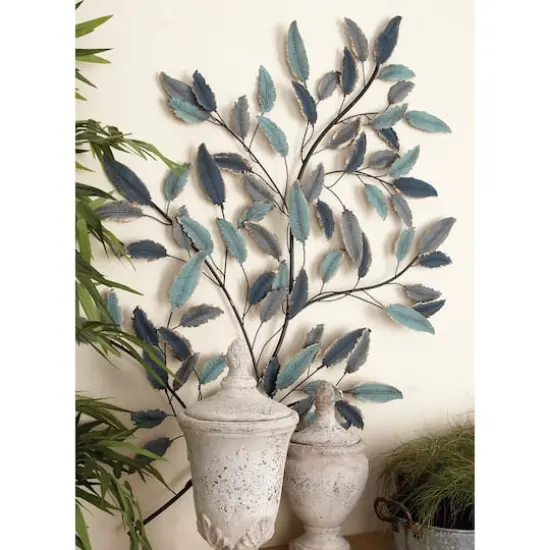Blue Metal Leaf Traditional Wall Decor {9}