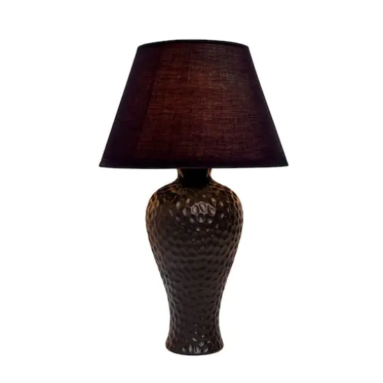 Simple Designs 20" Textured Stucco Curvy Ceramic Table Lamp Black {3}