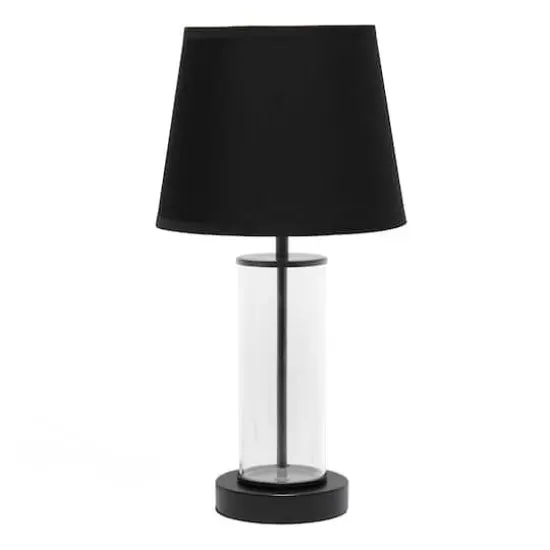 Simple Designs 17" Encased Metal & Clear Glass Table Lamp Black {1}