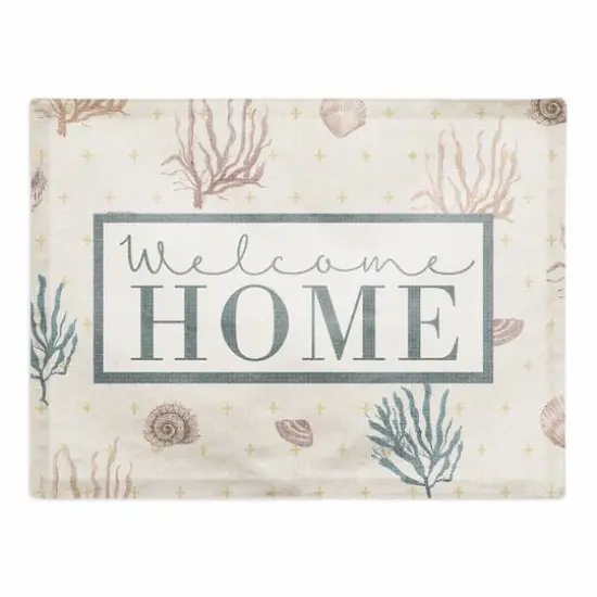 Welcome Home Multi Shell Coral & Plus Cotton Twill Placemat Yellow/White {1}