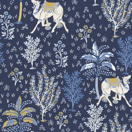 NuWallpaper PrintFresh Navy Camel's Courtyard Peel & Stick Wallpaper {1}