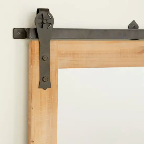 Brown Industrial Wood Wall Mirror {5}