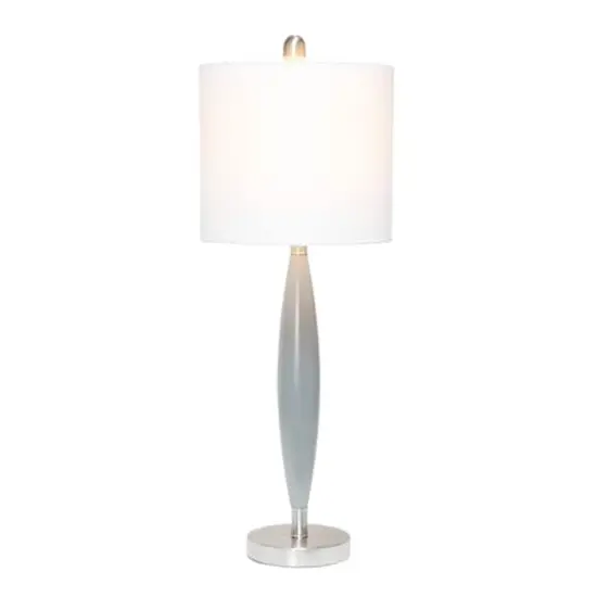 Lalia Home 27" Stylus Table Lamp with White Fabric Shade Gray {3}