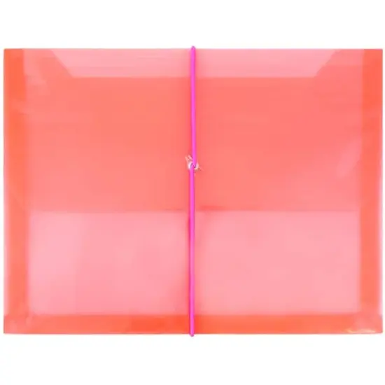 JAM Paper 9.75" x 13" Plastic Elastic Band Closure Expansion Envelopes, 12ct. Red {1}