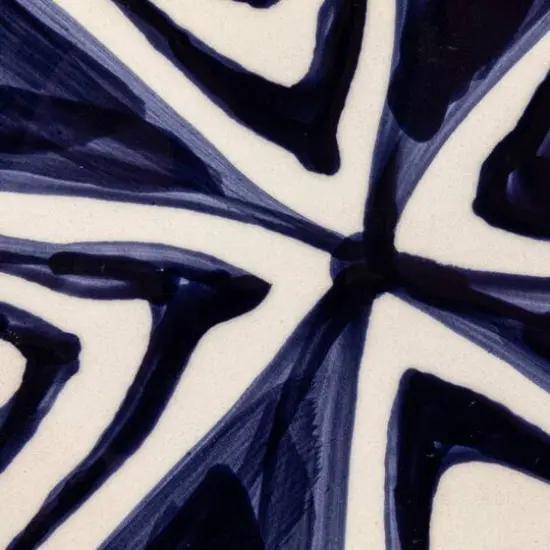 Hello Honey&reg; 12.5" Blue & Cream Hand-Painted Design Stoneware Serving Bowl {6}