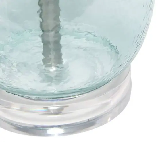 Lalia Home 21.5" Clear Blue Oval Glass Table Lamp with White Drum Shade {8}