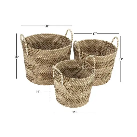 Beige Seagrass Modern Storage Basket Set {7}