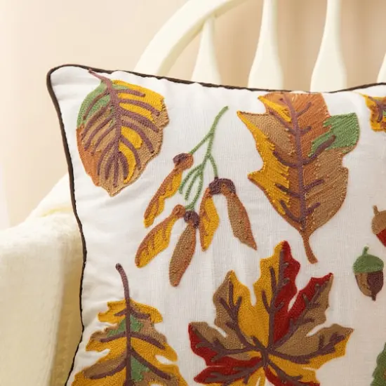 Glitzhome&reg; Embroidered Fall Leaves Pillow {14}