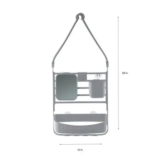 Bath Bliss 28" Deluxe Flex Adjustable Shower Caddy Gray {8}