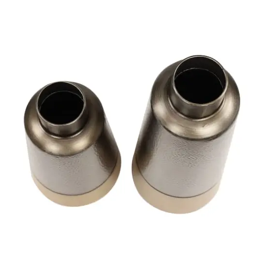 Set of 2 Dark Grey Metal Rustic Vase, 20", 15" {4}