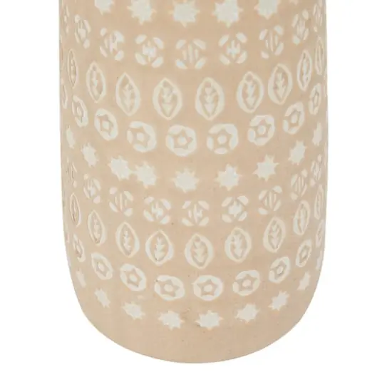 Set of 2 Beige Stoneware Rustic Vases, 15" x 5" x 5" {5}