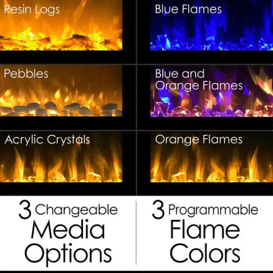 Hastings Home 50" Black Wall Recessed Electric Fireplace {5}