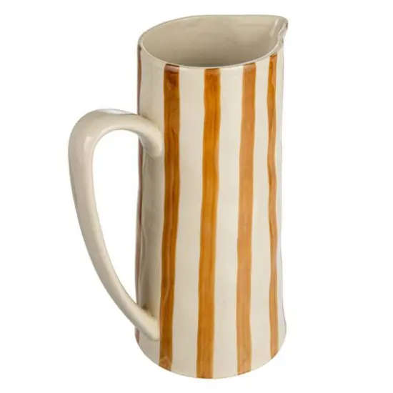 Hello Honey&reg; 9" Cream & Orange Hand-Painted Stoneware Pitcher {1}