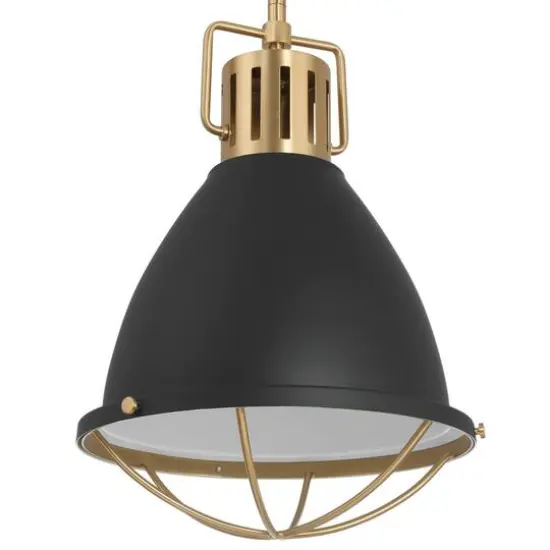 Hello Honey&reg; Kent Industrial Oversized Caged Metal Ceiling Light Black/Gold {8}