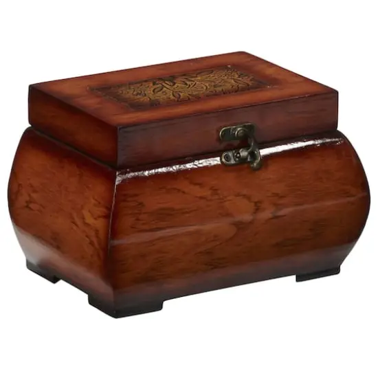 Brown Decorative Lacquered Wood Chests Set {6}