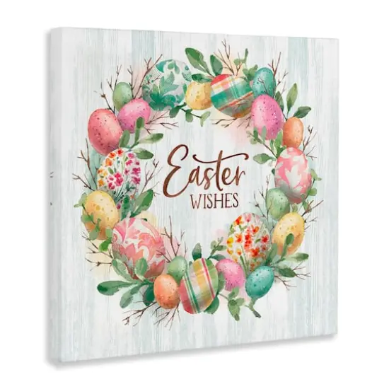 Stupell Industries Easter Wishes Wreath Canvas Wall Art {4}