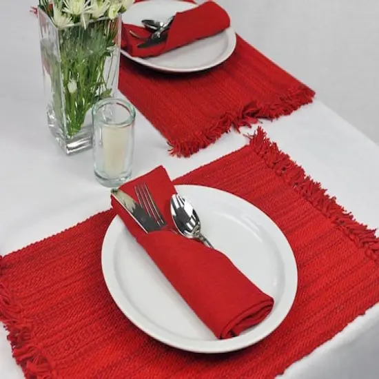 DII&reg; Variegated Red Fringe Placemat & Napkin Set, 8ct. {3}