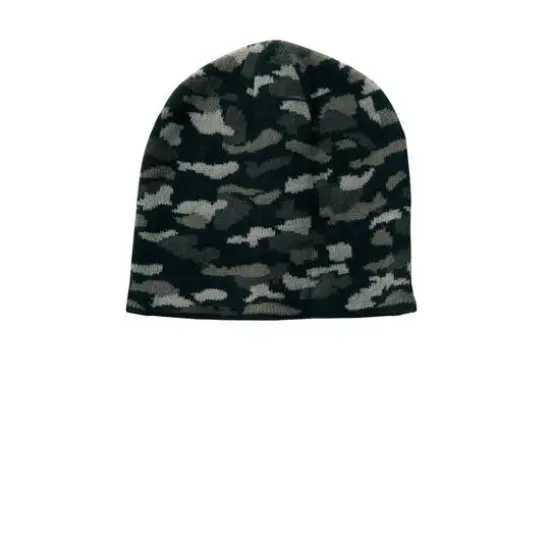 Port & Company&reg; Camo Beanie Cap Black Camo {2}
